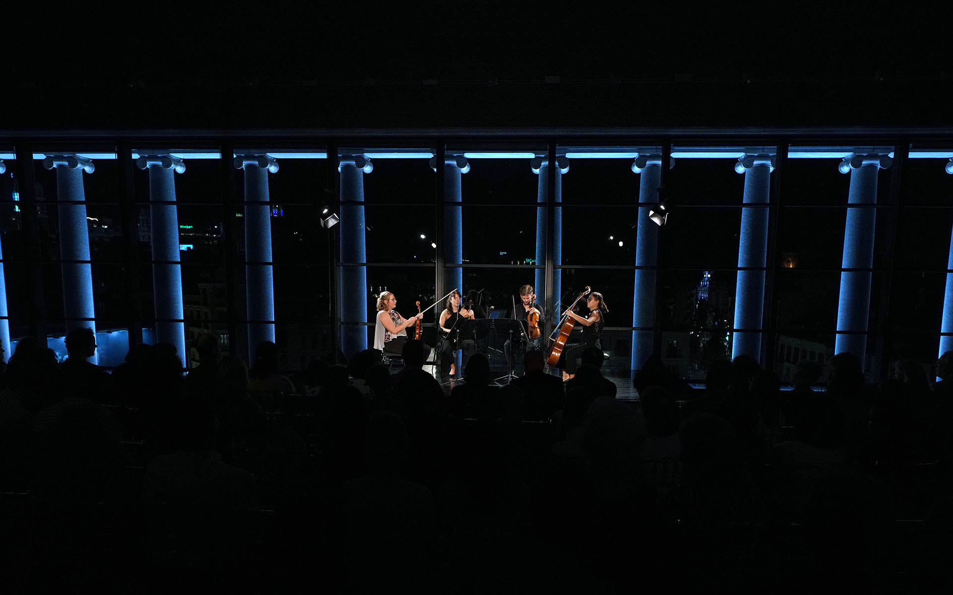 Cuarteto de cuerda en la Sala de Orquesta